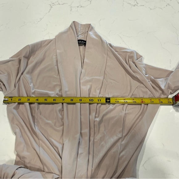 Triple 7 Cream Stretch Knit Belted Open Cardigan Med - Picture 8 of 9
